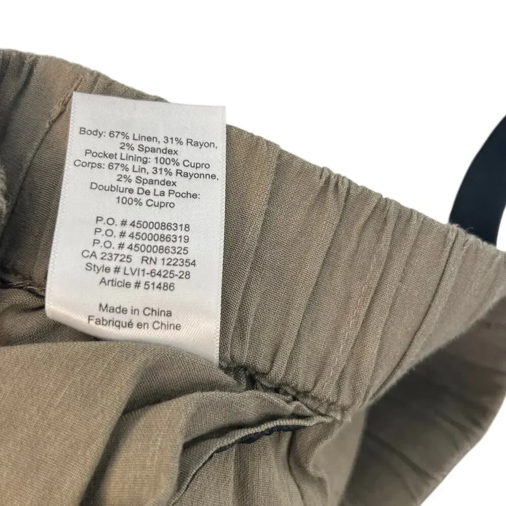 Aritzia Babaton Day Linen Pants Drawstring Ankle Beige Brown‎ Khaki Size Medium